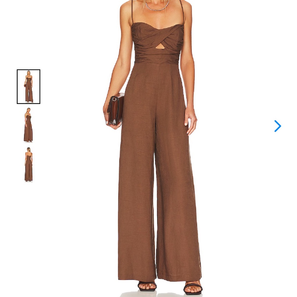 RUMER Mecca nude wide leg Jumpsuit NWT’s sz S